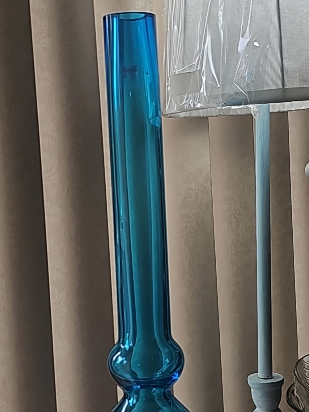 Marquis By Waterford Merengue 17" Tall Turquiose Blue Glass Bud Vase Decor